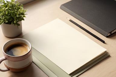 Zakelijke notities en strategisch rapport naast een kop koffie op een bureau